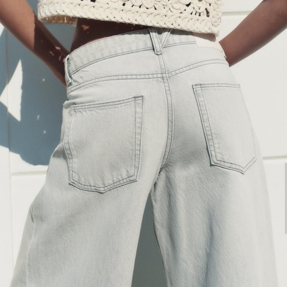 ZARA mid rise palazzo wide jeans grey - Picture 11 of 16